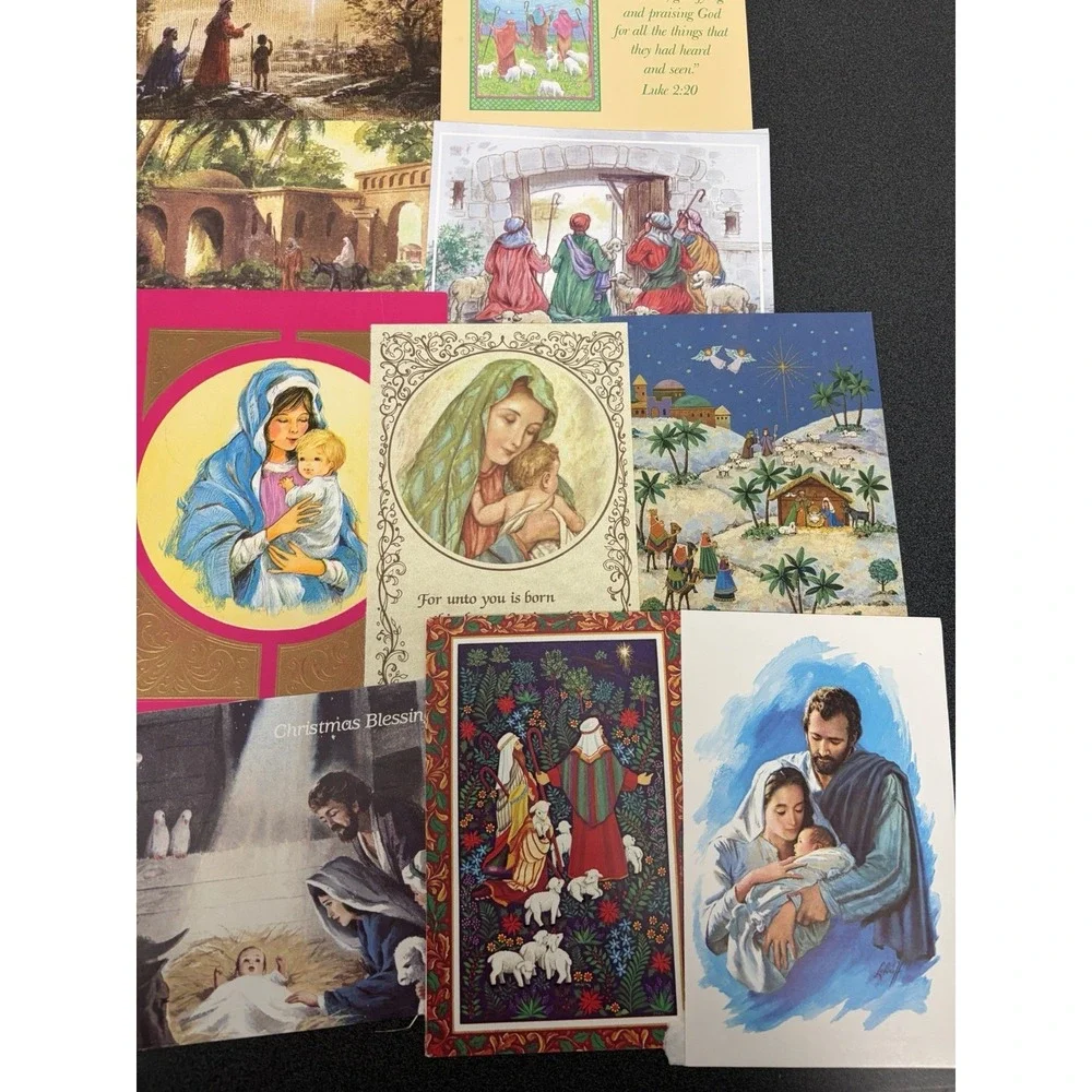 Vintage Christmas Cards Fronts ONLY Nativity Scrapbooking Crafts Lot of 50+